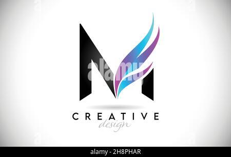 Logo lettera M con sfumature creative. Elegante design creativo Letter M con icona Vector blu colorata viola. Illustrazione Vettoriale