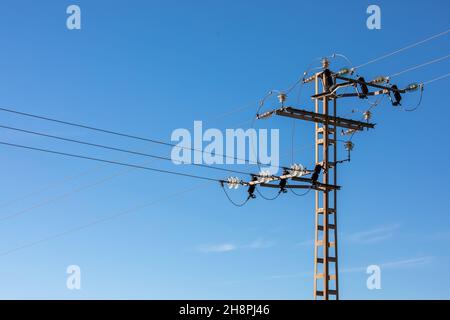 Linee di distribuzione elettrica Foto Stock