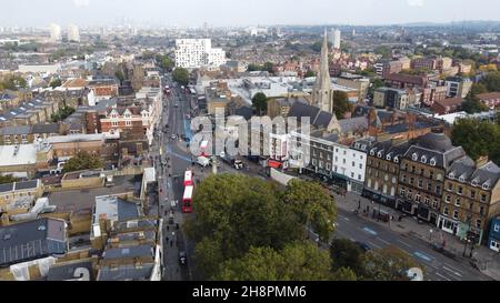Clapham High Street London UK vista da sopra 2021 Foto Stock