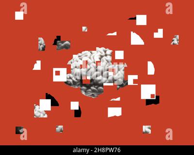 Un'illustrazione di un cervello fratturato, di Alzheimer o di demenza concetto Foto Stock