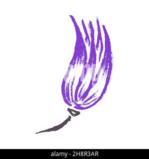 Icona in stile disegno a mano. Fiore carino. Disegno con pastelli di cera, gesso colorato, creatività dei bambini. Vettore Illustrazione Vettoriale
