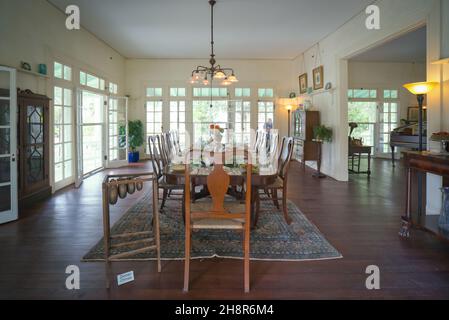 Sala da pranzo presso Thomas Edison Estate a Fort Myers, Florida Foto Stock