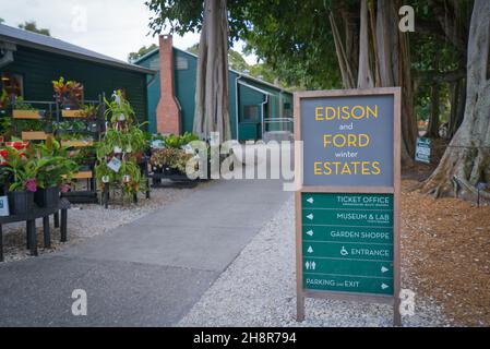 Ingresso al museo Edison a Fort Myers, Florida Foto Stock