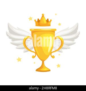 vincitori coppa d'oro con ali e corona Illustrazione Vettoriale
