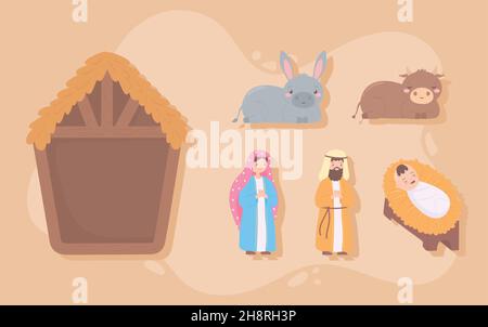 set icone presepe Illustrazione Vettoriale