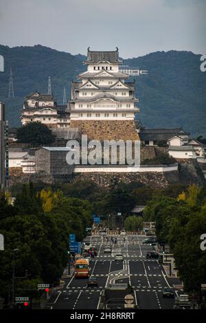 Il famoso castello sulla collina di Himeji in Giappone Foto Stock