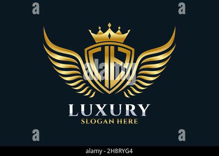 Luxury Royal Wing Letter IT crest Gold color Logo vector, Victory logo, crest logo, wing logo, Vector logo . Illustrazione Vettoriale