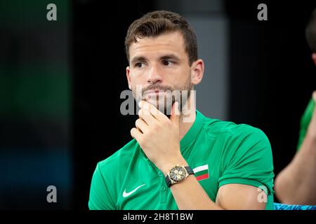 SYDNEY, AUSTRALIA - GENNAIO 07: Grigor Dimitrov della Bulgaria si presenta durante il quinto giorno della partita singola del Gruppo C alla ATP Cup 2020 Tennis alla Ken Rosewall Arena il 07 Gennaio 2020 a Sydney, Australia. Foto Stock