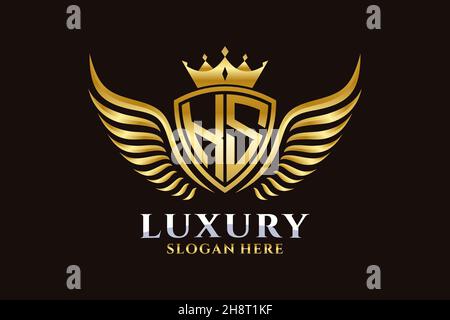 Luxury Royal Wing Letter KS crest Gold color Logo Vector, Victory logo, crest logo, wing logo, Vector logo . Illustrazione Vettoriale