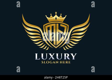 Luxury Royal Wing Letter MT crest Gold color Logo Vector, Victory logo, crest logo, wing logo, Vector logo . Illustrazione Vettoriale