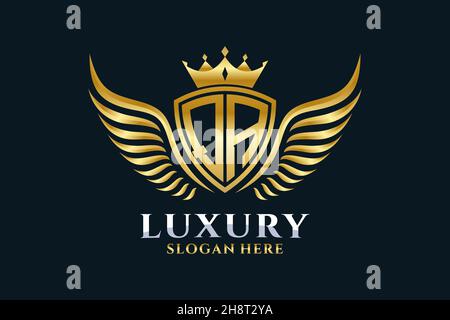 Luxury Royal Wing Letter QA crest Gold color Logo vector, Victory logo, crest logo, wing logo, Vector logo . Illustrazione Vettoriale