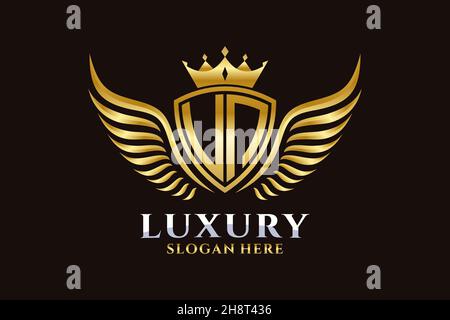 Luxury Royal Wing Letter un crest colore Gold Logo vector, Victory logo, crest logo, wing logo, Vector logo . Illustrazione Vettoriale