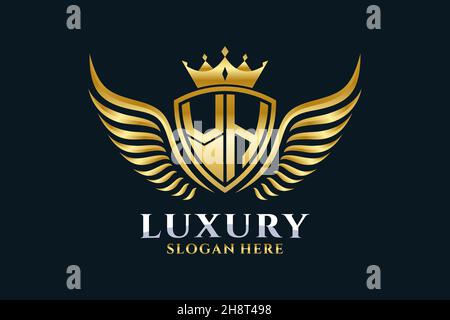 Luxury Royal Wing Letter VH crest Gold color Logo Vector, Victory logo, crest logo, wing logo, Vector logo . Illustrazione Vettoriale