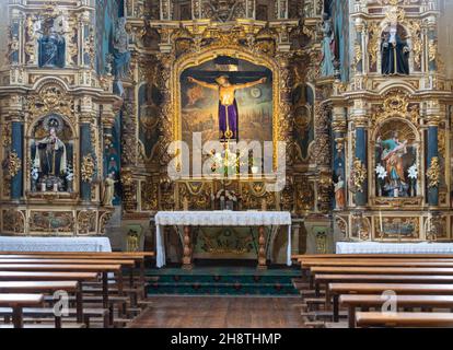 Interno della chiesa Ermita de San Juan del Cristo de los Remedios, Briones, la Rioja, Spagna Foto Stock