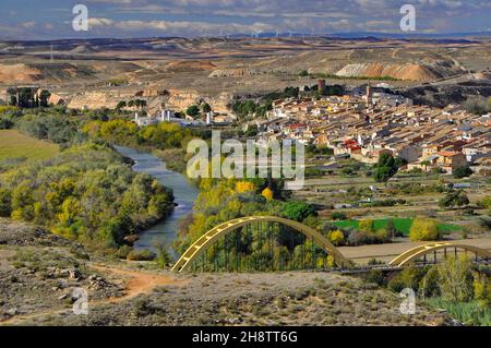 Il fiume Ebro a Sástago, Aragon Spagna 2 Foto Stock