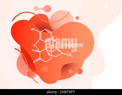 Molecola di farmaco analgesico oppioide ossimorfone, formula chimica scheletrica, illustrazione vettoriale Illustrazione Vettoriale