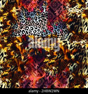 Disegno colorato background.Fashion pattern work e stampa tessile.Animal print, leopard texture.Fashion print pattern.Seamless astratto pattern in Foto Stock