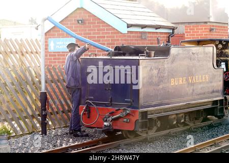 Ferrovia della valle di Bure, aggiungendo l'acqua alla gara Foto Stock