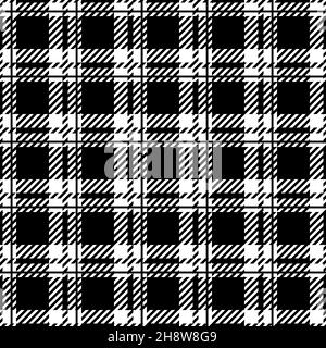 Motivo senza cuciture in tartan, scacchi, bianco e nero adatto per tessuti e grafica di moda Illustrazione Vettoriale