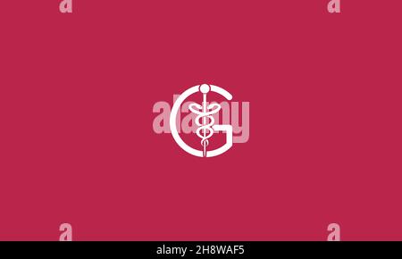 Initial Letter G Incorporated with Caduceus Medical Logo Design Illustrazione Vettoriale