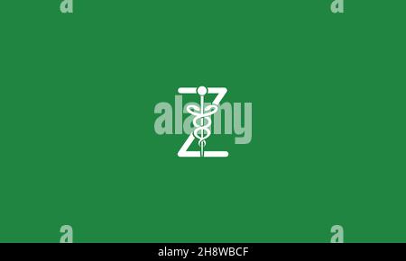 Initial Letter Z Incorporated with Caduceus Medical Logo Design Illustrazione Vettoriale