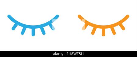 Icona lineare a occhio chiuso. Semplice simbolo dell'occhio. Illustrazione vettoriale. Icona occhio umano. Illustrazione Vettoriale