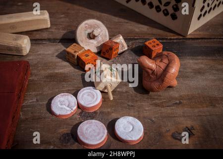 Giochi da tavolo romani pezzi. Attività ricreativa privata degli antichi romani Foto Stock