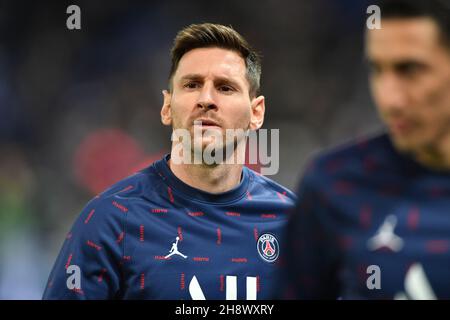 Lionel messi sul campo a PSG vs OGC Nice a Princes Park a Parigi, Francia, il 1 dicembre 2021. (Foto di Lionel Urman/Sipa USA) Foto Stock