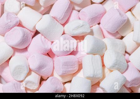 Texture sfondo Marshmallow in colori pastello rosa e bianco. Foto Stock