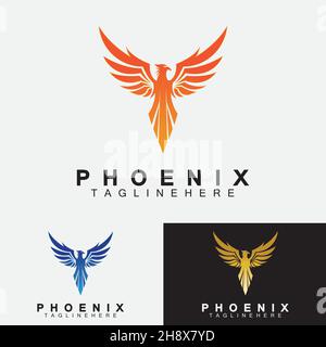 Modello di disegno di illustrazione vettoriale del logo Phoenix Illustrazione Vettoriale