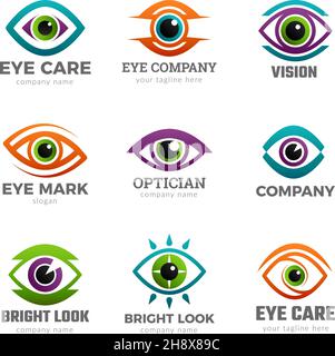 Logo Eyes. Simboli ottici per clinica oftalmologica visione pulita recenti collezioni vettoriali Illustrazione Vettoriale