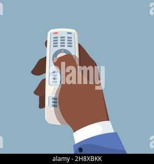 Controller TV in mano. Telecomando per elettrodomestici controller tecnici Garish Vector concept picture Illustrazione Vettoriale