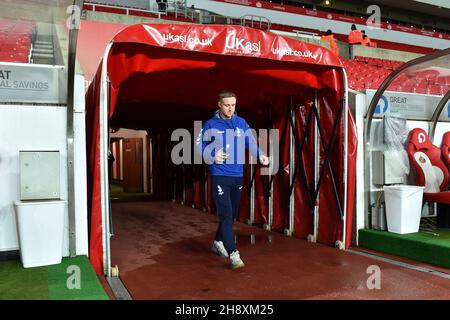 SUNDERLAND, GBR. 1 DICEMBRE Oldham Athletic's Davis Keillor-Dunn durante la partita del Trofeo EFL tra Sunderland e Oldham Athletic allo Stadio della luce, Sunderland, mercoledì 1 dicembre 2021. (Credit: Eddie Garvey | MI News) Foto Stock