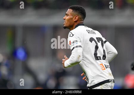 Milano, Italia. 01 dicembre 2021. Kelvin Amian (27) di Spezia ha visto durante la serie un incontro tra Inter e Spezia a Giuseppe Meazza di Milano. (Photo Credit: Gonzales Photo/Alamy Live News Foto Stock