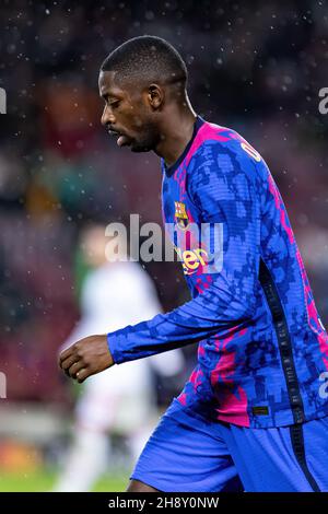 BARCELLONA - NOV 23: Ousmane Dembele in azione durante la partita UEFA Champions League tra il FC Barcelona e Benfica allo stadio Camp Nou di Novem Foto Stock