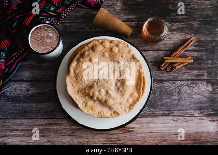 Ricetta messicana buñuelos e ingredienti di dessert tradizionale per Natale in Messico Foto Stock