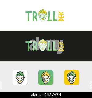 Troll verde, illustrazione del logo del vettore di disegno Goblin Illustrazione Vettoriale