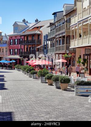 Rosemary Beach Florida strada principale della costa del Golfo, panhandle cittadina. Foto Stock