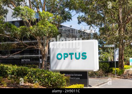 Sede aziendale Optus Telecommunications a Macquarie Park, Sydney, Australia Foto Stock