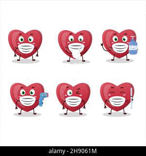 Un'immagine di rosso amore gummy caramella stile cartoon design mantenere sano durante una pandemia. Illustrazione vettoriale Illustrazione Vettoriale