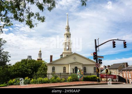 Providence, Rhode Island, Stati Uniti d'America – 5 settembre 2016. La prima Chiesa Battista in America nella Provvidenza, RI. Foto Stock