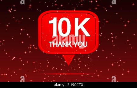 Celebration. Of 10k Social Media Post 3D Design of Red Like Bubble Sign with Star Particles. Festeggia il concetto di 10 mila seguaci e fan. Foto Stock