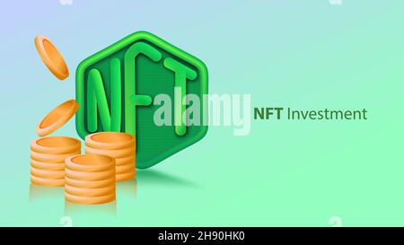 Illustrazione vettoriale del token non fungibile di investimento NFT Illustrazione Vettoriale