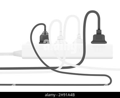 Prolunga elettrica di tipo c con levetta su disegno vettoriale di colore bianco Illustrazione Vettoriale