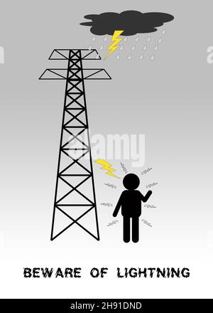 Disegno illustrativo dei fulmini avvertimenti Foto Stock