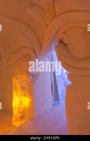 Ingresso alla Suite da letto a tema Folklore nordico nel Sorrisniva Igloo Hotel, alta, Norvegia 2020 Foto Stock