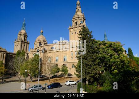 Barcellona, Spagna - 5 novembre 2021: Palacio Nacional de Montjuic , Editoriale illustrativo. Foto Stock