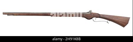 17 ° secolo antico muschio flintlock isolato su sfondo bianco. Foto Stock