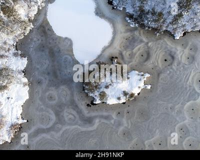 Veduta aerea del paesaggio invernale in Svezia. Foto Stock