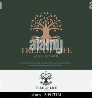 Disegno vettoriale del logo Family Tree of Life, simbolo, icona Illustrazione Vettoriale